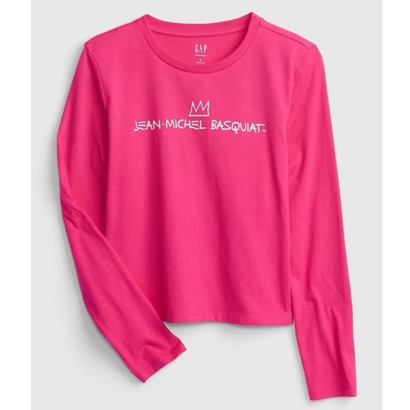 NWT GAP JEAN MICHAEL BASQUIAT Small Pink Long Sleeve Pullover T shirt $45 tag - Picture 2 of 6